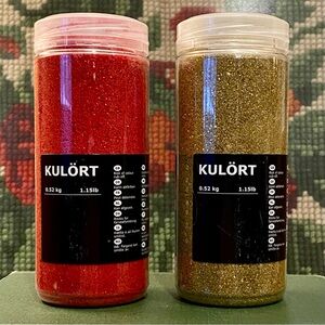 IKEA KULORT Crushed Glass Glitter Red Gold Crafting Holiday Decor Christmas